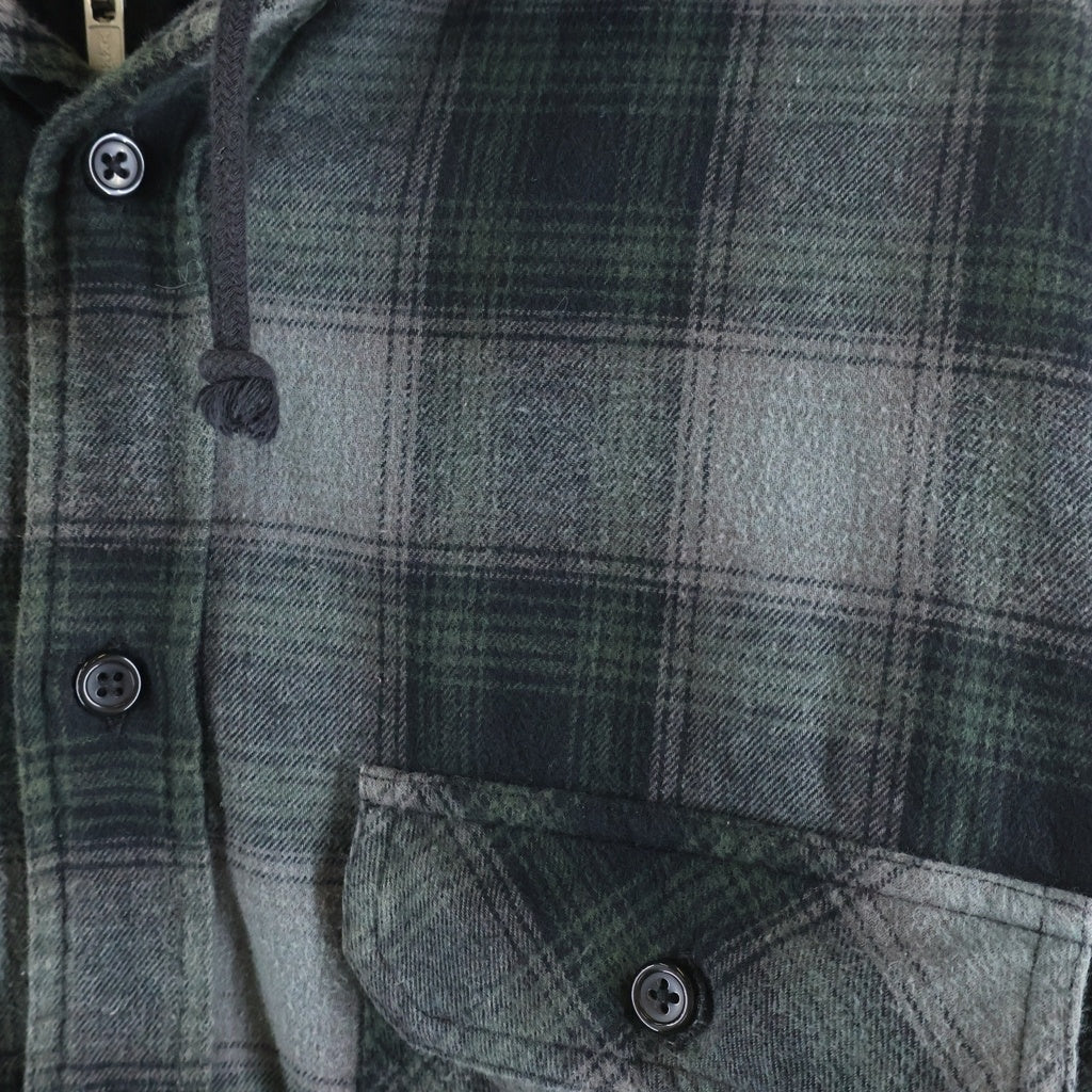 SUPREME(シュプリーム) 21AW Hooded Flannel Zip Up Shirt フードフランネルジップアップシャツ ブラック