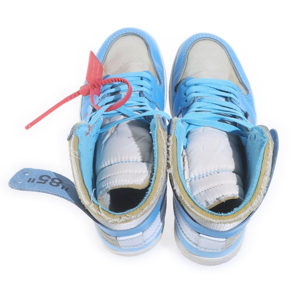 NIKE(ナイキ) ×OFF-WHITE AIR JORDAN 1 POWDER BLUE UNC AQ0818-148 オフホワイト エアジョーダン1 パウダーブルー ハイカットスニーカー ホワイト/ブルー US9/27cm