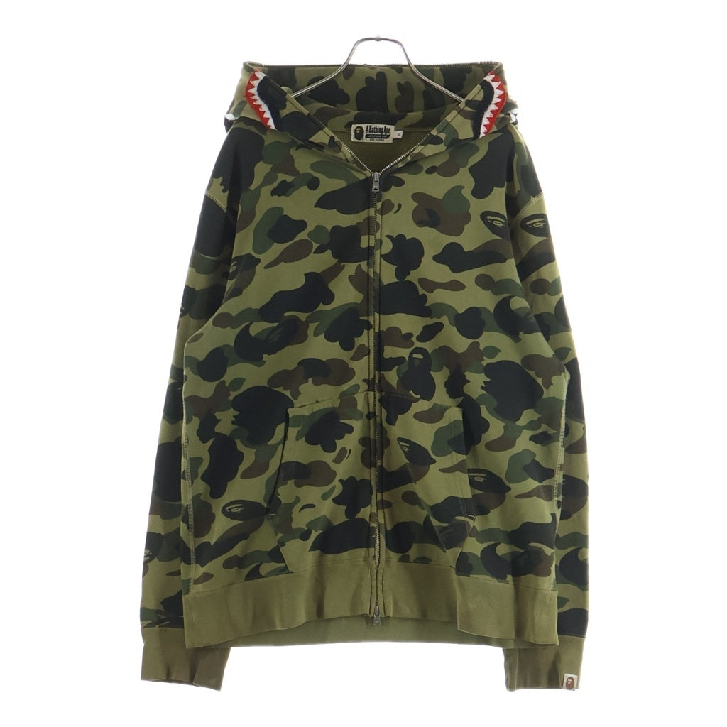 A BATHING APE(アベイシングエイプ) 1st Camo Shark Full Zip Hoodie PONR ファーストカモ シャークフルジップフーディー シャークパーカー グリーン