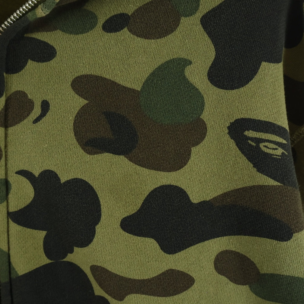 A BATHING APE(アベイシングエイプ) 1st Camo Shark Full Zip Hoodie PONR ファーストカモ シャークフルジップフーディー シャークパーカー グリーン