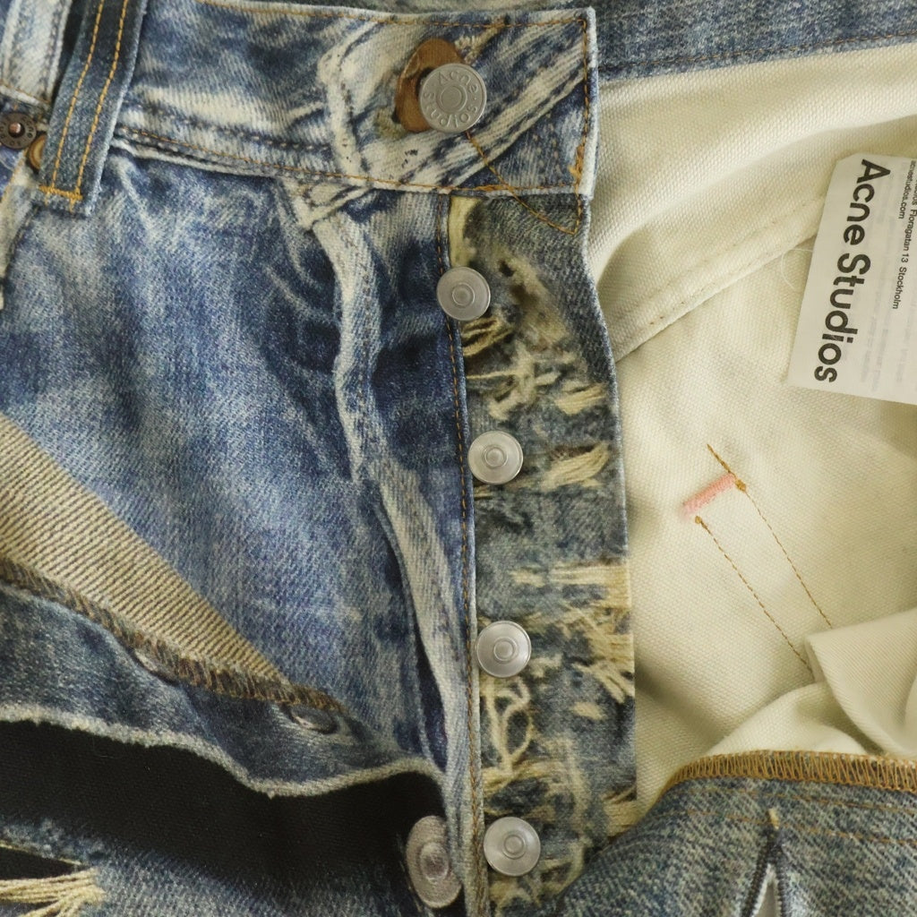 ACNE STUDIOS Bla Konst(アクネストゥディオズ ブロコンスト) SUPER BAGGY FIT JEANS スーパーバギーフィットジーンズ デニムパンツ 転写プリント インディゴ FN-MN-TROU001097
