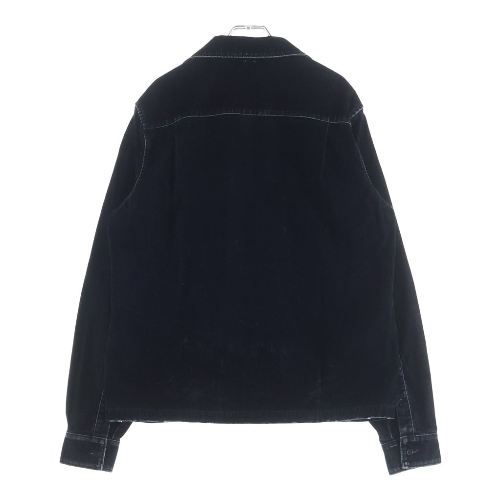 MARNI(マルニ) 20AW オープンカラーベロア長袖シャツ ダメージ加工 ブラック CUJU0007A0 S30698