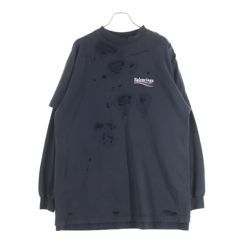 BALENCIAGA(バレンシアガ) 25SS Political Campaign Long-Sleeve Layered T-Shirt ポリティカルキャンペーン レイヤード長袖Tシャツ レディース ブラック 818555 TRVK8