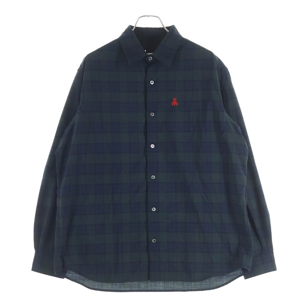 SOPHNET.(ソフネット) TROPICAL CHECK RELAX-FIT SHIRT トロピカル チェック リラックスフィット 長袖シャツ グリーン/ネイビー 260028