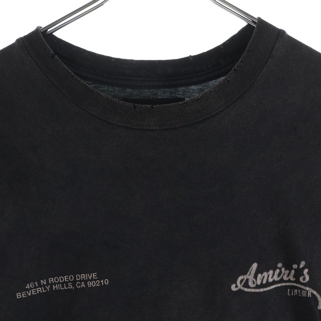 AMIRI(アミリ) Cinemas Vintage シネマ ロゴ プリント ヴィンテージ加工 半袖Tシャツ ブラック