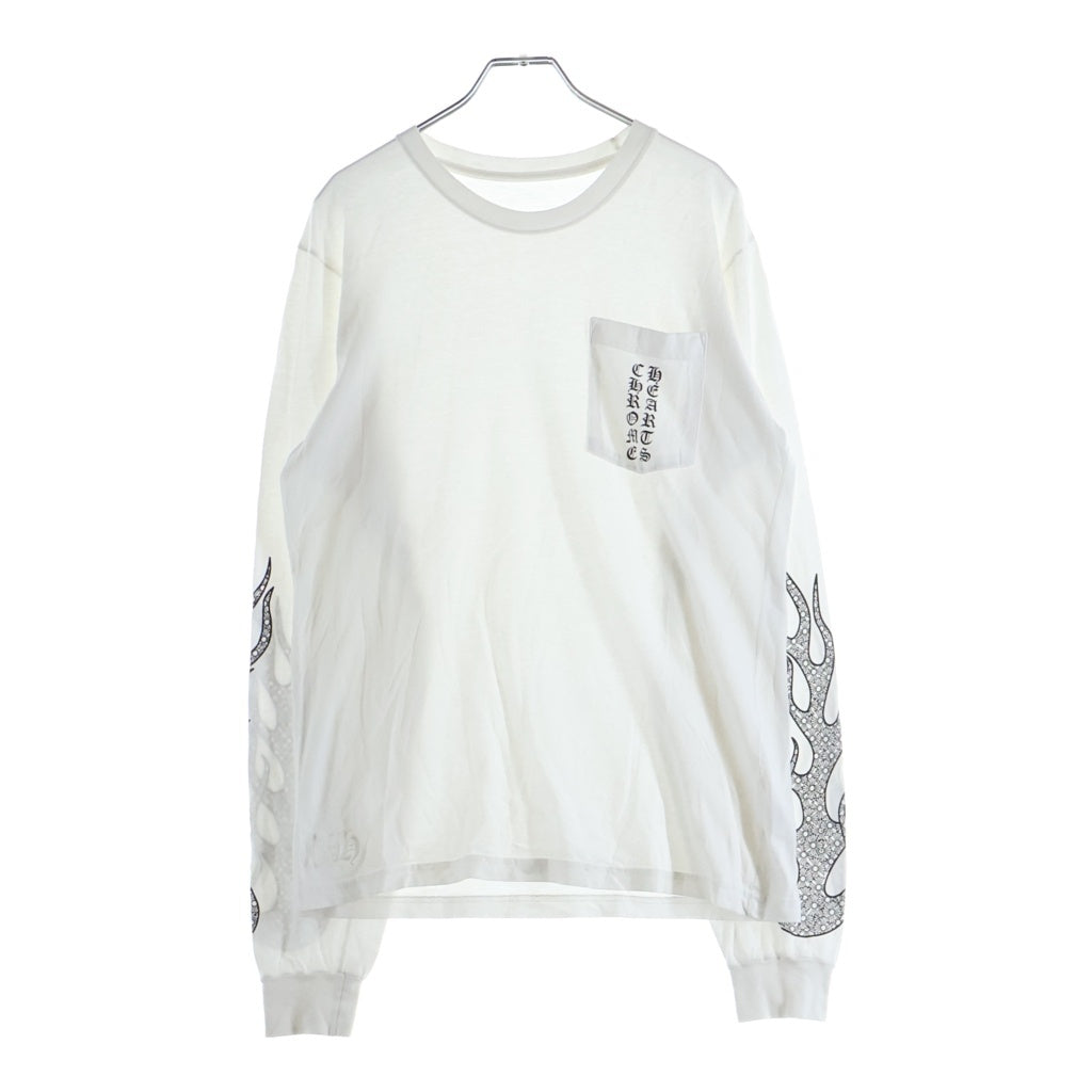 CHROME HEARTS(クロムハーツ) CH L/S CHプラスファイヤープリント 長袖Tシャツ ホワイト