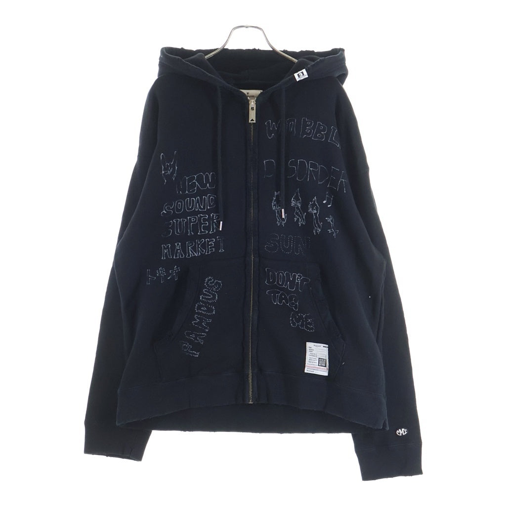 MAISON MIHARAYASUHIRO(メゾンミハラヤスヒロ) Distressed Zip-up Hoodie ディストレスド ジップアップ フーディー ブラック J13PK721