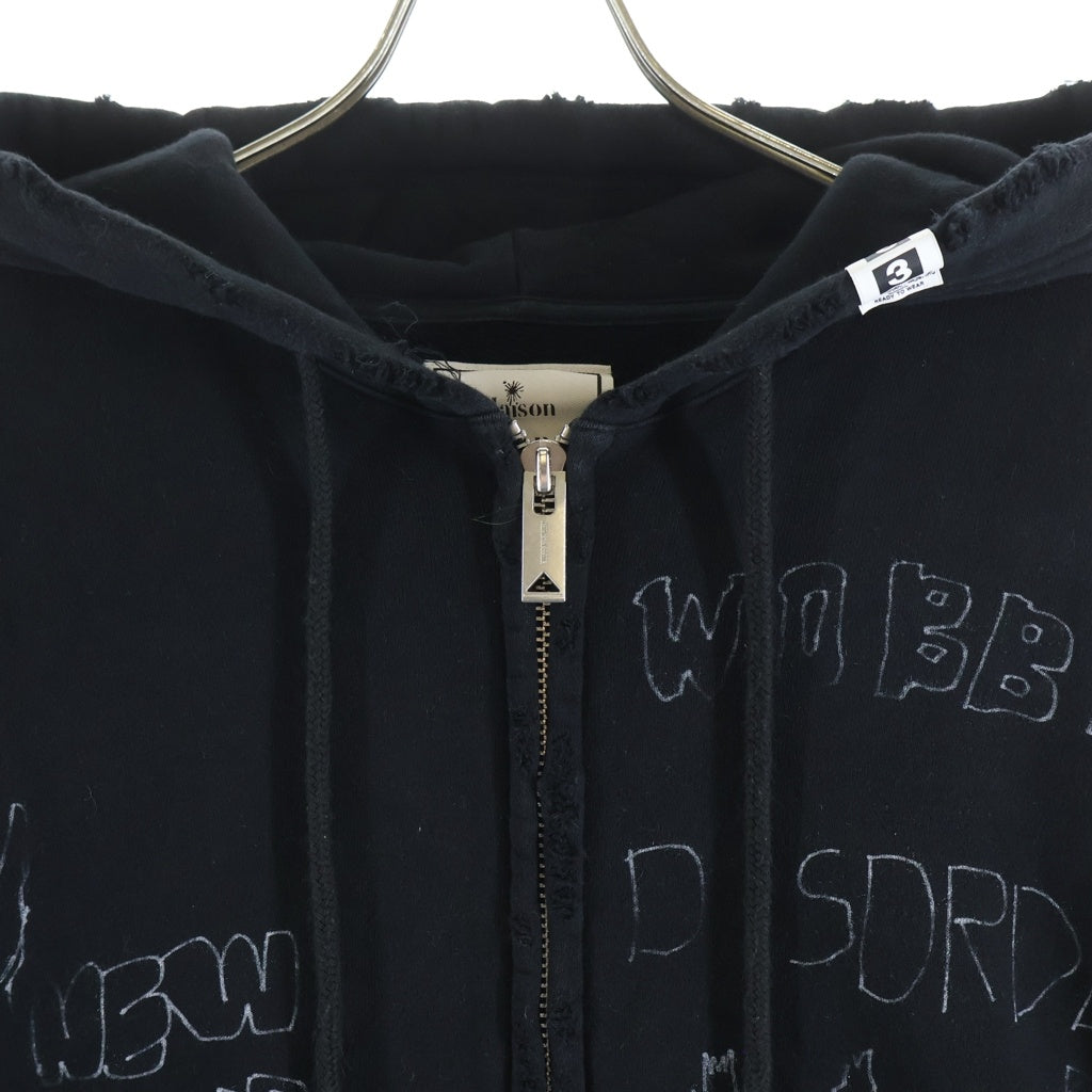 MAISON MIHARAYASUHIRO(メゾンミハラヤスヒロ) Distressed Zip-up Hoodie ディストレスド ジップアップ フーディー ブラック J13PK721