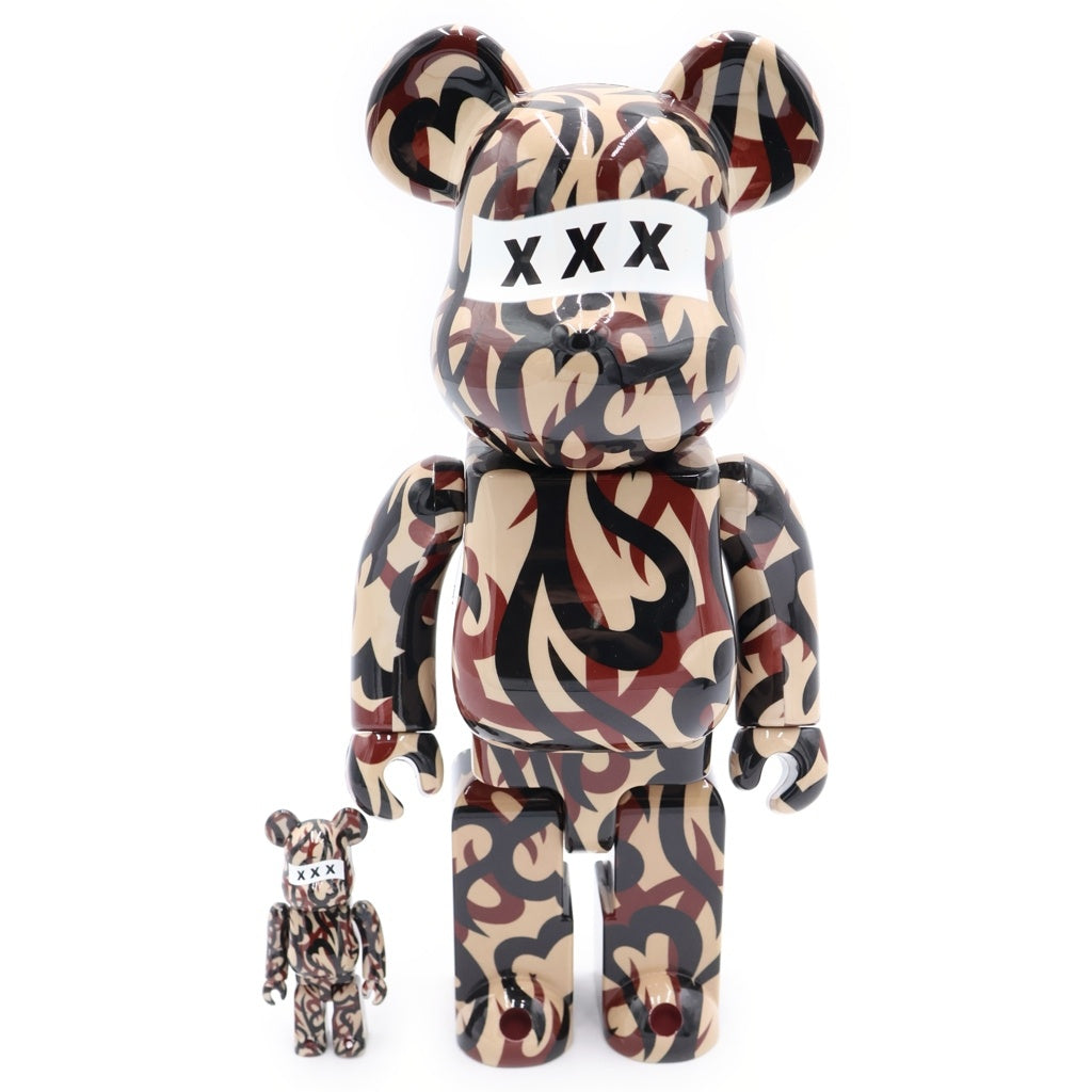 MEDICOM TOY(メディコムトイ) BE@RBRICK × GOD SELECTION XXX × NUMBER (N)INE 100% & 400% ベアブリック フィギュア 人形トライバル柄 ブラウン