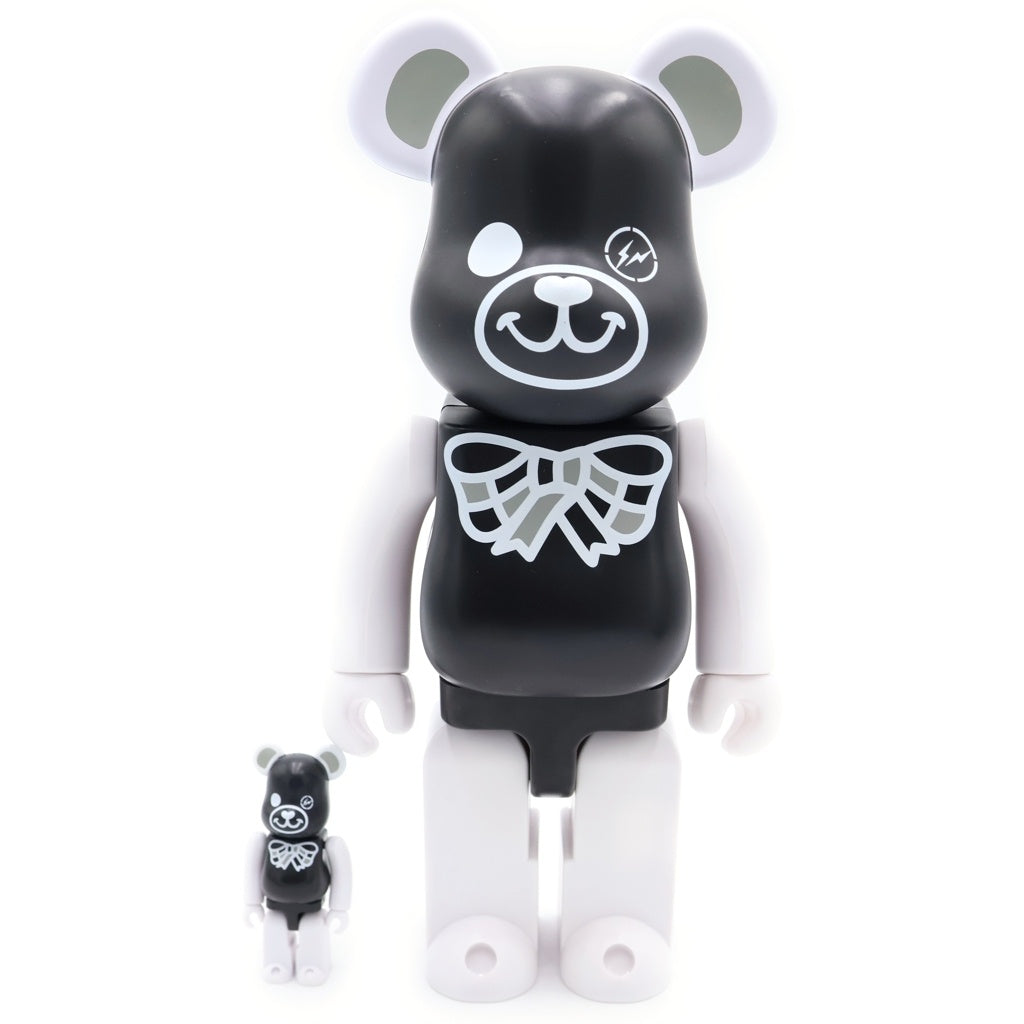 MEDICOM TOY(メディコムトイ) BE@RBRICK × Freemasonry × Fragment 100% & 400% ベアブリック フィギュア 人形 ブラック/ホワイト