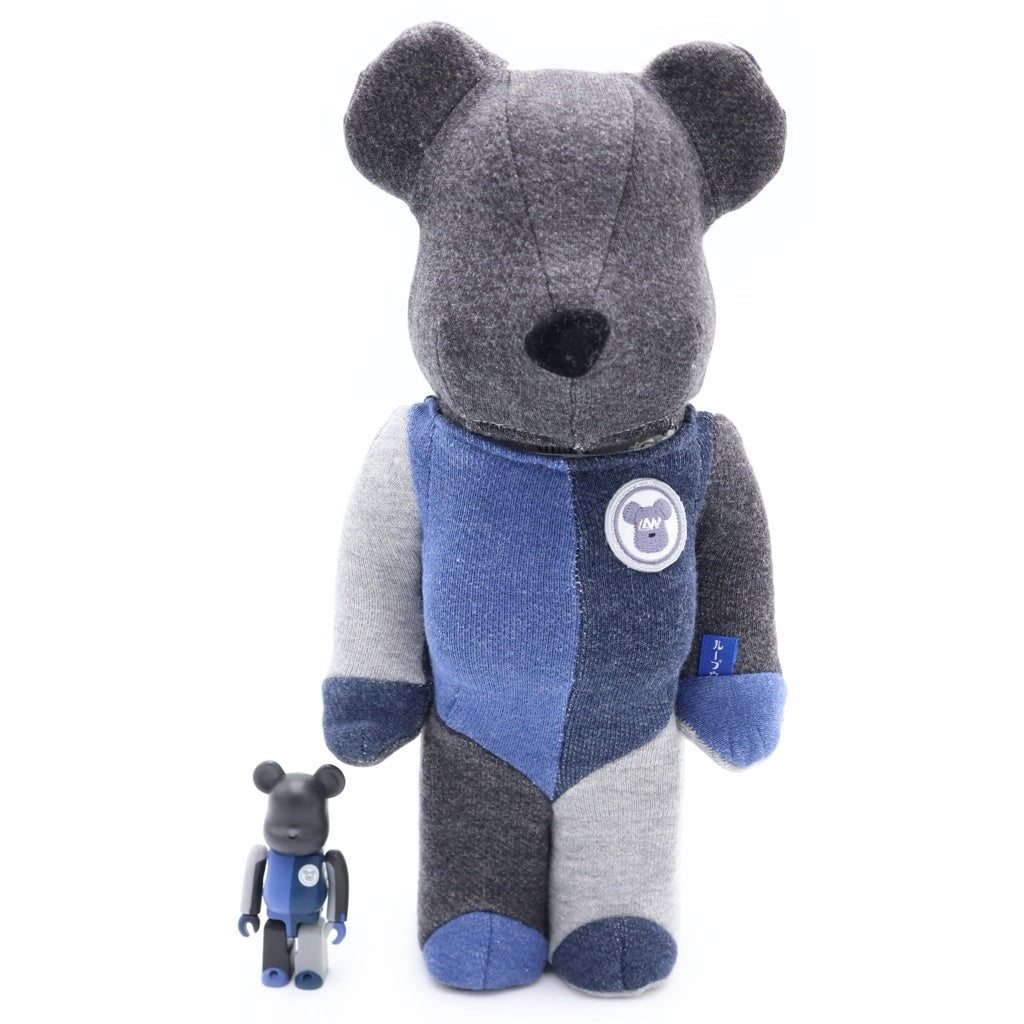 MEDICOM TOY(メディコムトイ) BE@RBRICK × LOOPWHEELER 100% & 400% ベアブリック フィギュア 人形 グレー/ブラック/ブルー