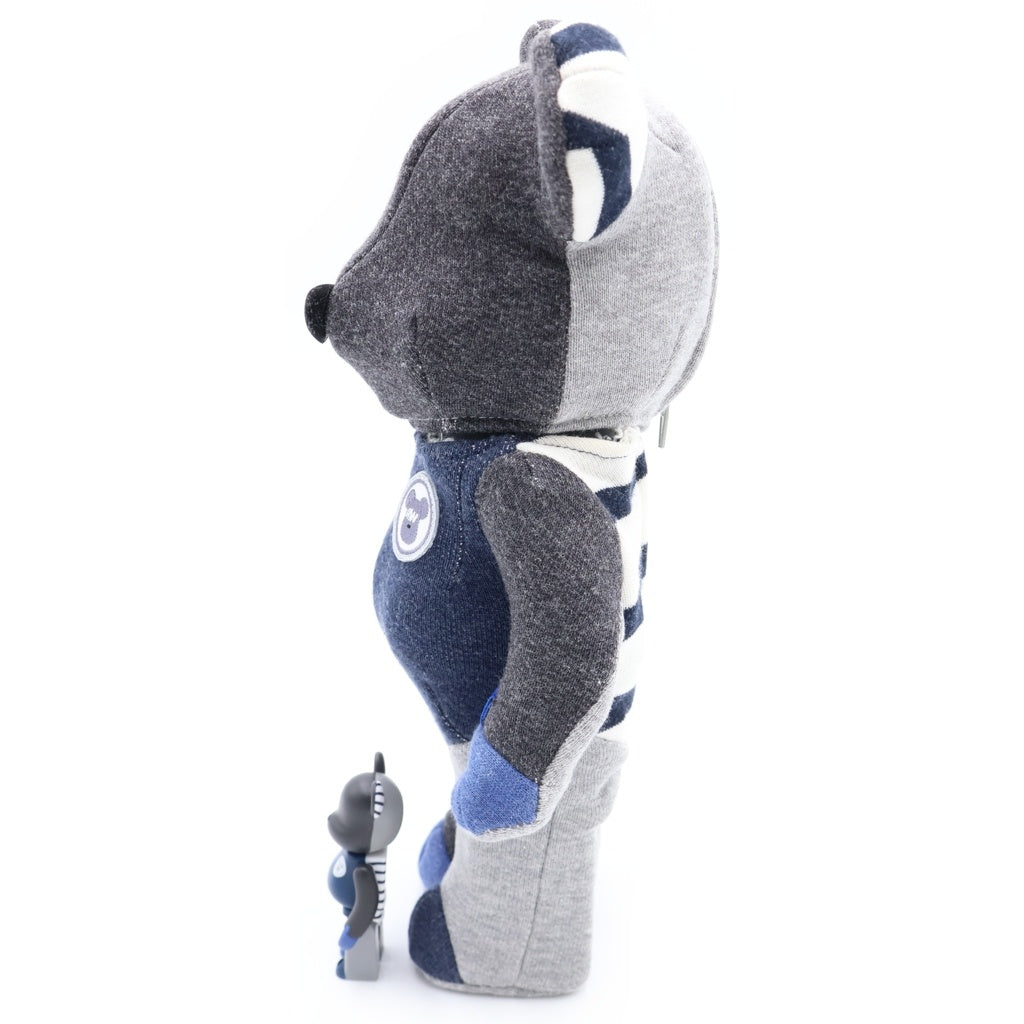MEDICOM TOY(メディコムトイ) BE@RBRICK × LOOPWHEELER 100% & 400% ベアブリック フィギュア 人形 グレー/ブラック/ブルー