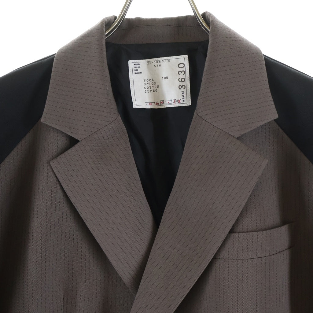 Sacai(サカイ) 25SS Doeskin Mix Jacket ドスキン ミックス テーラード ジャケット ブラウン/ブラック 03630M