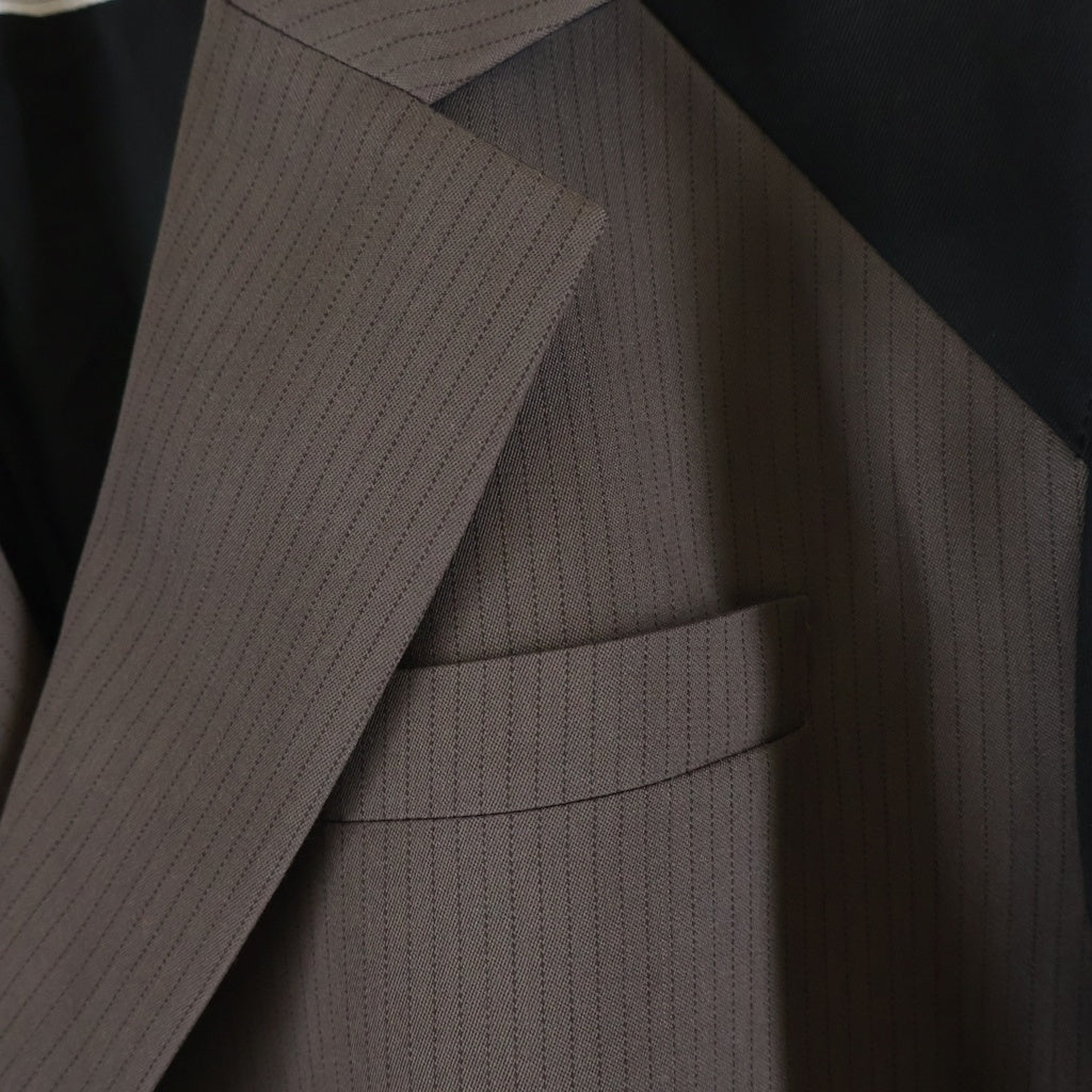 Sacai(サカイ) 25SS Doeskin Mix Jacket ドスキン ミックス テーラード ジャケット ブラウン/ブラック 03630M