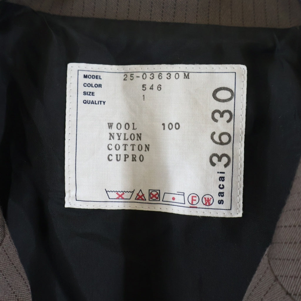 Sacai(サカイ) 25SS Doeskin Mix Jacket ドスキン ミックス テーラード ジャケット ブラウン/ブラック 03630M