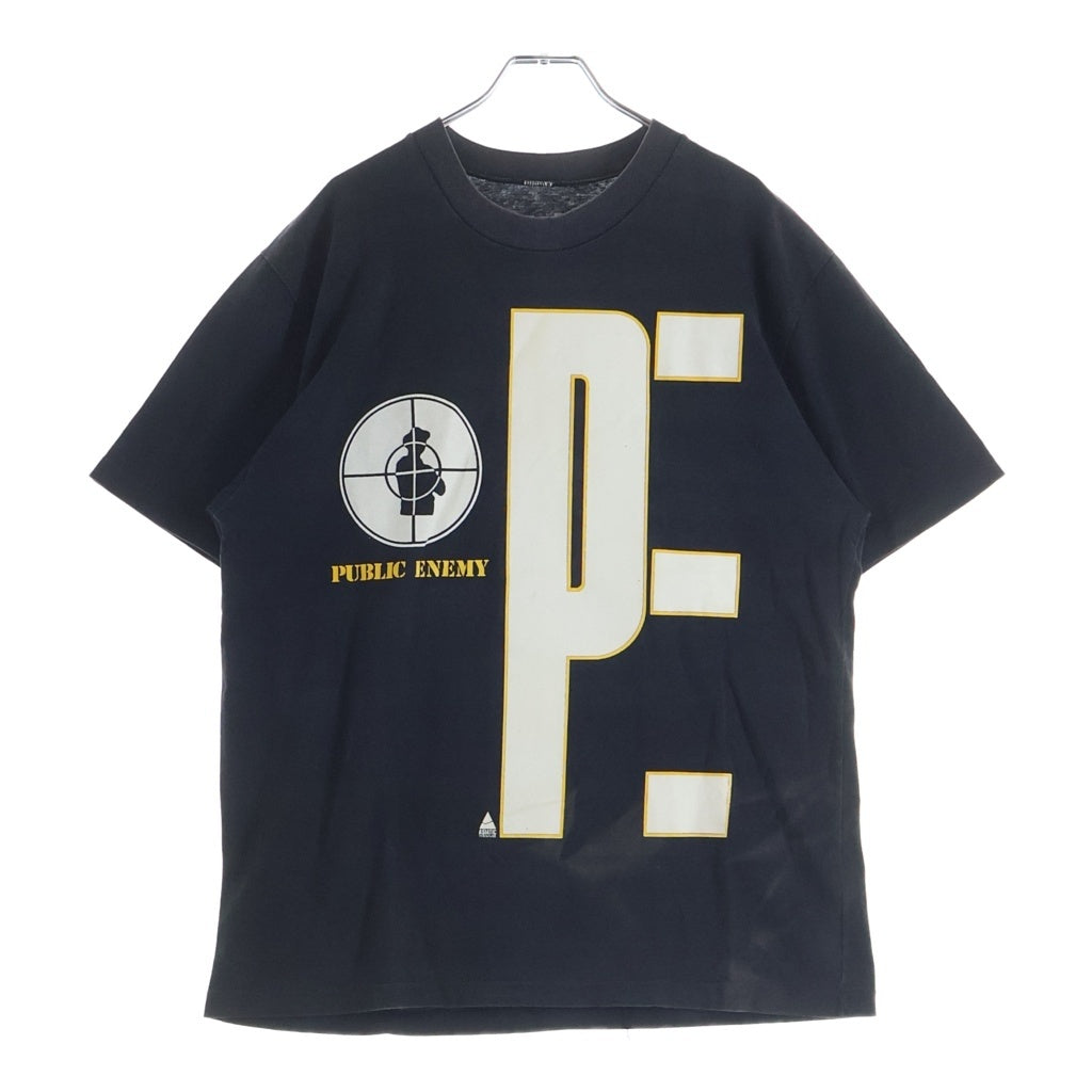 VINTAGE(ヴィンテージ) 90S VINTAGE PUBLIC ENEMY TARGET LOGO TEE JERZEES ヴィンテージ パブリックエナミー ターゲットロゴ 両面プリントTシャツ クルーネック半袖Tシャツ カットソー ブラック -