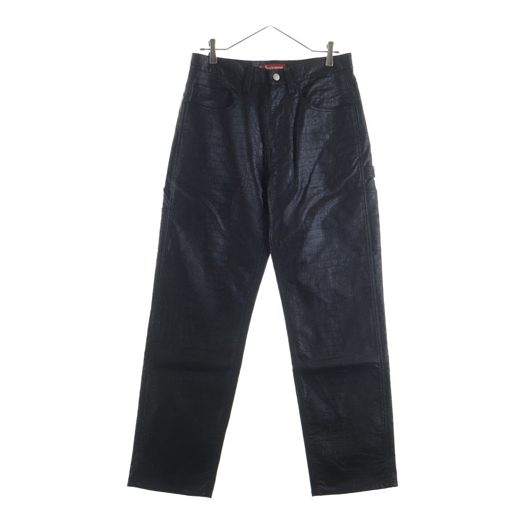 SUPREME(シュプリーム) 22SS Faux Croc Painter Pant フェイククロコペインターパンツ フェイクレザー 型押し ブラック -