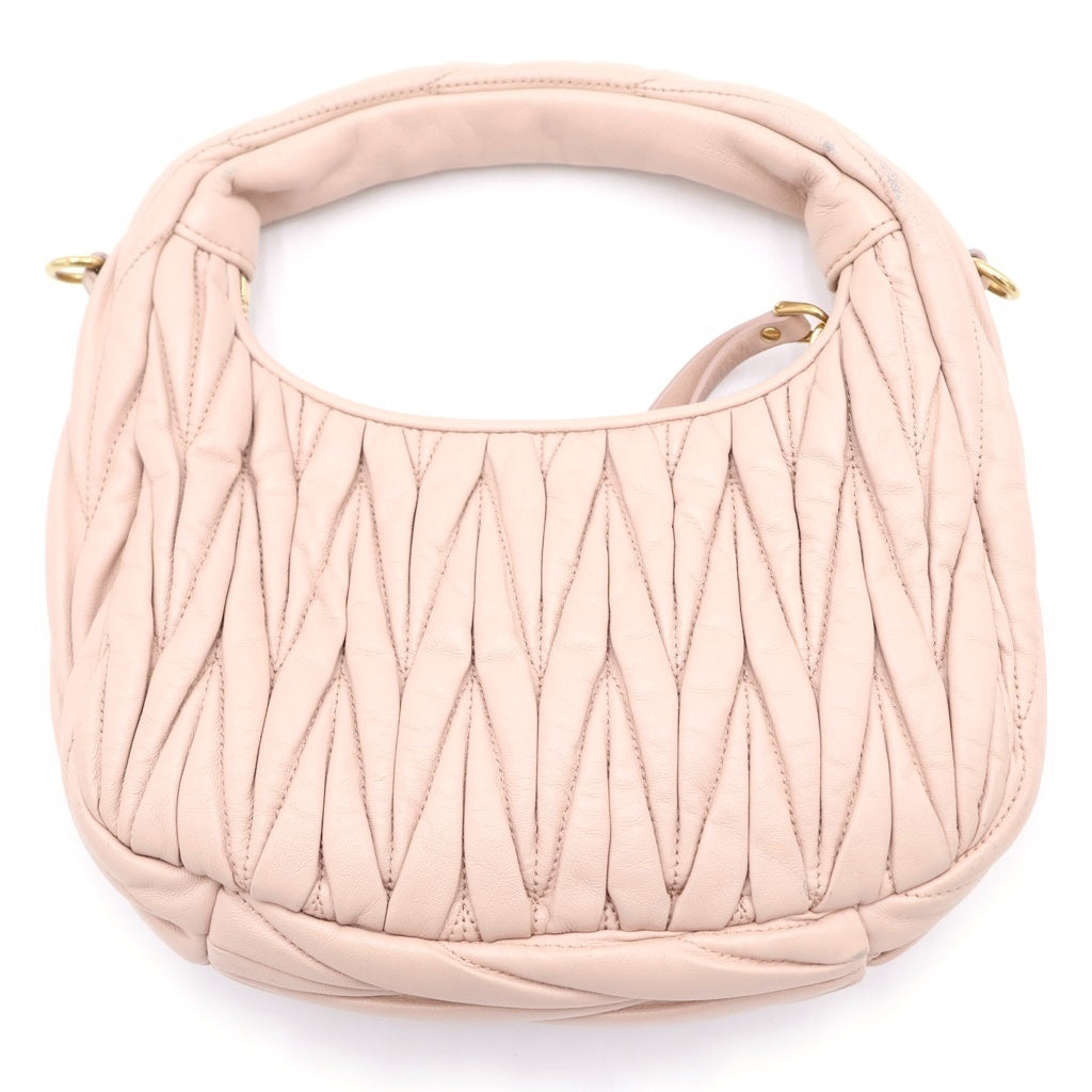miumiu(ミュウミュウ) ワンダー マテラッセレザー ホーボーバッグ ピンク 5BC125 レディース