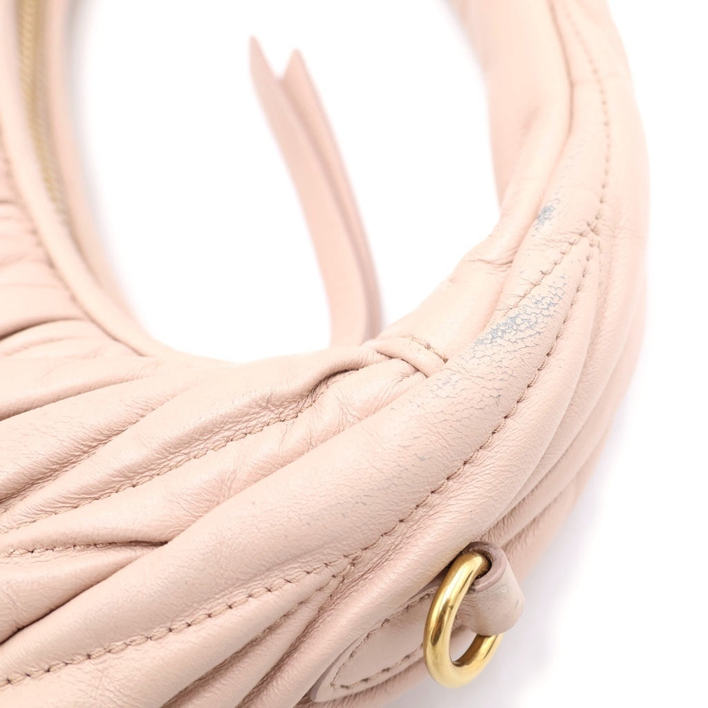 miumiu(ミュウミュウ) ワンダー マテラッセレザー ホーボーバッグ ピンク 5BC125 レディース