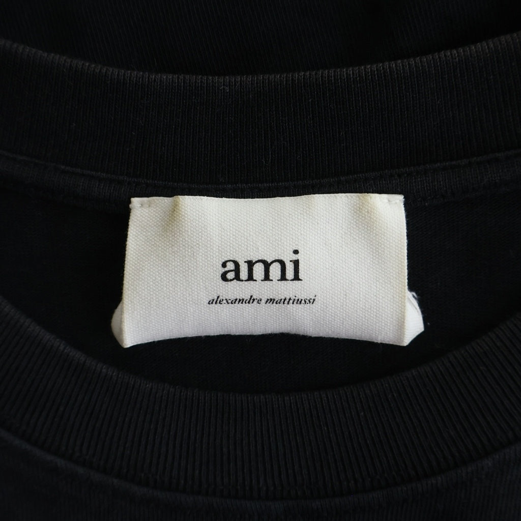 ami paris(アミパリス) T-Shirt ハートロゴ刺繍 半袖Tシャツ ブラック UTS004.726