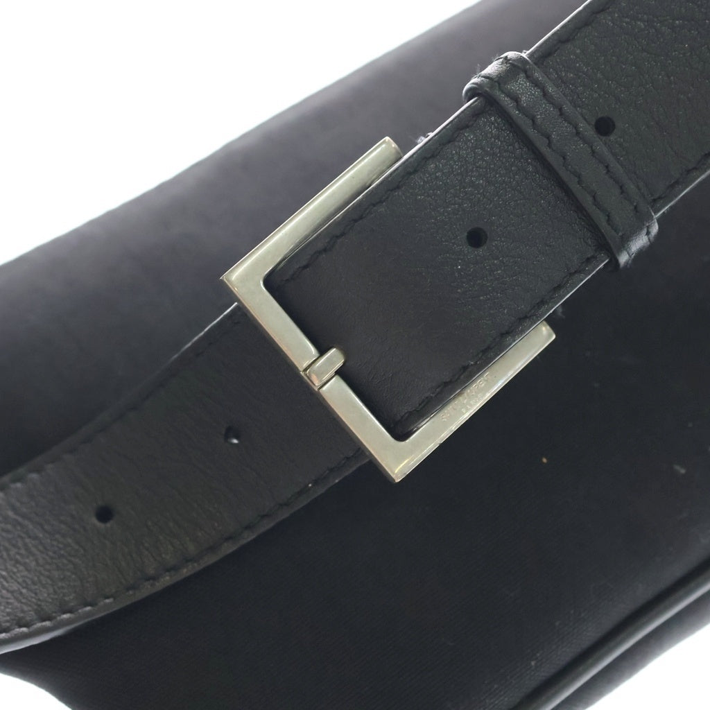 SAINT LAURENT PARIS(サンローランパリ) Canvas Classic Crossbody Belt Bag YSL メタルロゴkキャンバスボディバッグ ウエストバッグ ブラック PLB590076・0320