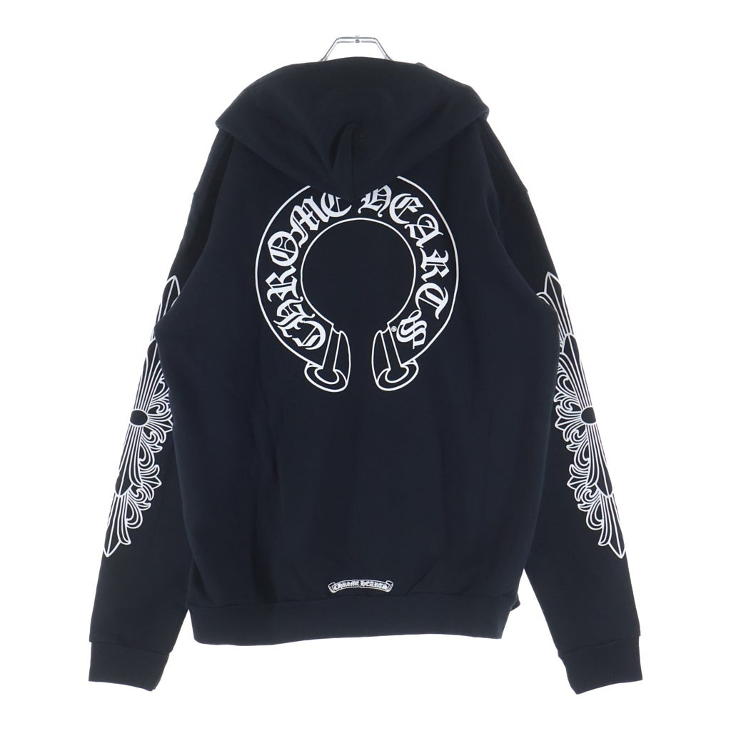 CHROME HEARTS(クロムハーツ) SWTSHRT HD ZIP 袖フローラルバックホースシュープリントジップパーカー