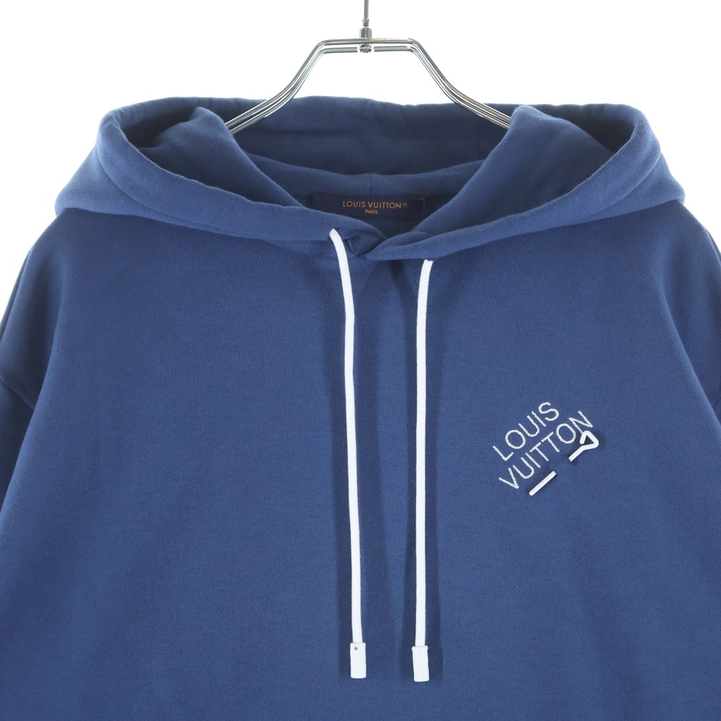 LOUIS VUITTON(ルイヴィトン) 23AW Signature Hoodie RM232Q IHN HNY56W シグネチャー ロゴ刺繍フーディ スウェットパーカー ネイビー