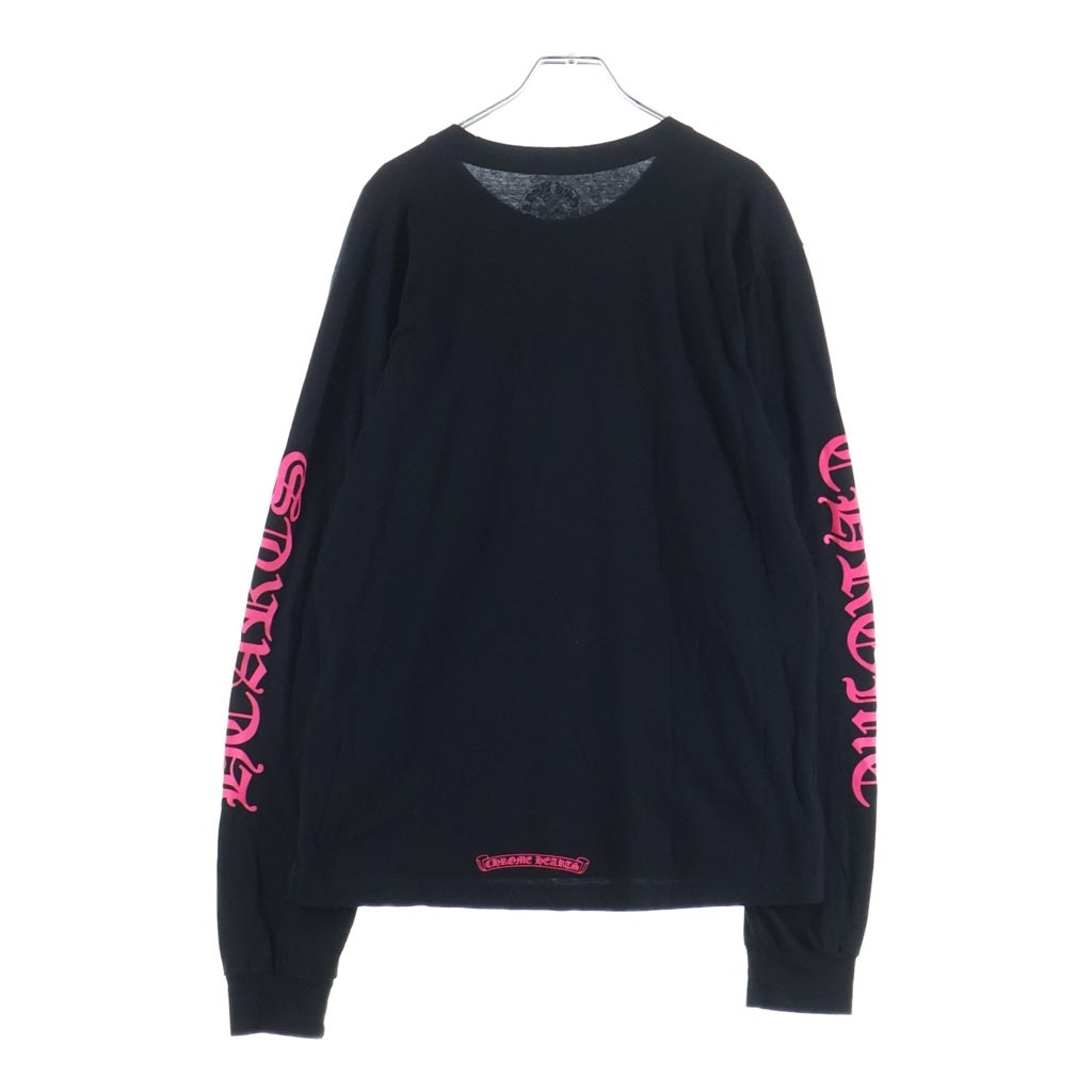 CHROME HEARTS(クロムハーツ) Old English Neck Logo Long Sleeve Tee オールドイングリッシュネックロゴ長袖Tシャツ カットソー ブラック/ピンク -