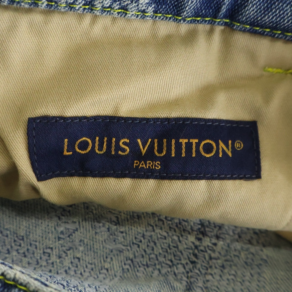 LOUIS VUITTON(ルイヴィトン) 25SS ダミエ ブーツカットデニムパンツ フレアボタンフライジーンズ 総柄 インディゴ RM251Q GRT HRD70W