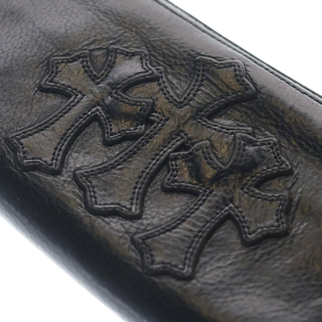 CHROME HEARTS(クロムハーツ) REC F ZIP 3セメタリー クロスパッチ ラウンドファスナーウォレット 長財布 ブラック -