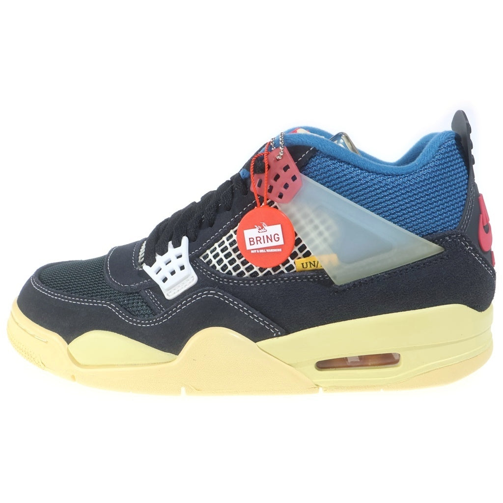 NIKE(ナイキ) ×UNION AIR JORDAN 4 Off Noir ユニオン エアジョーダン4 オフノワール ミッドカットスニーカー ブラック/ブルー US7.5/25.5cm DC9533-001