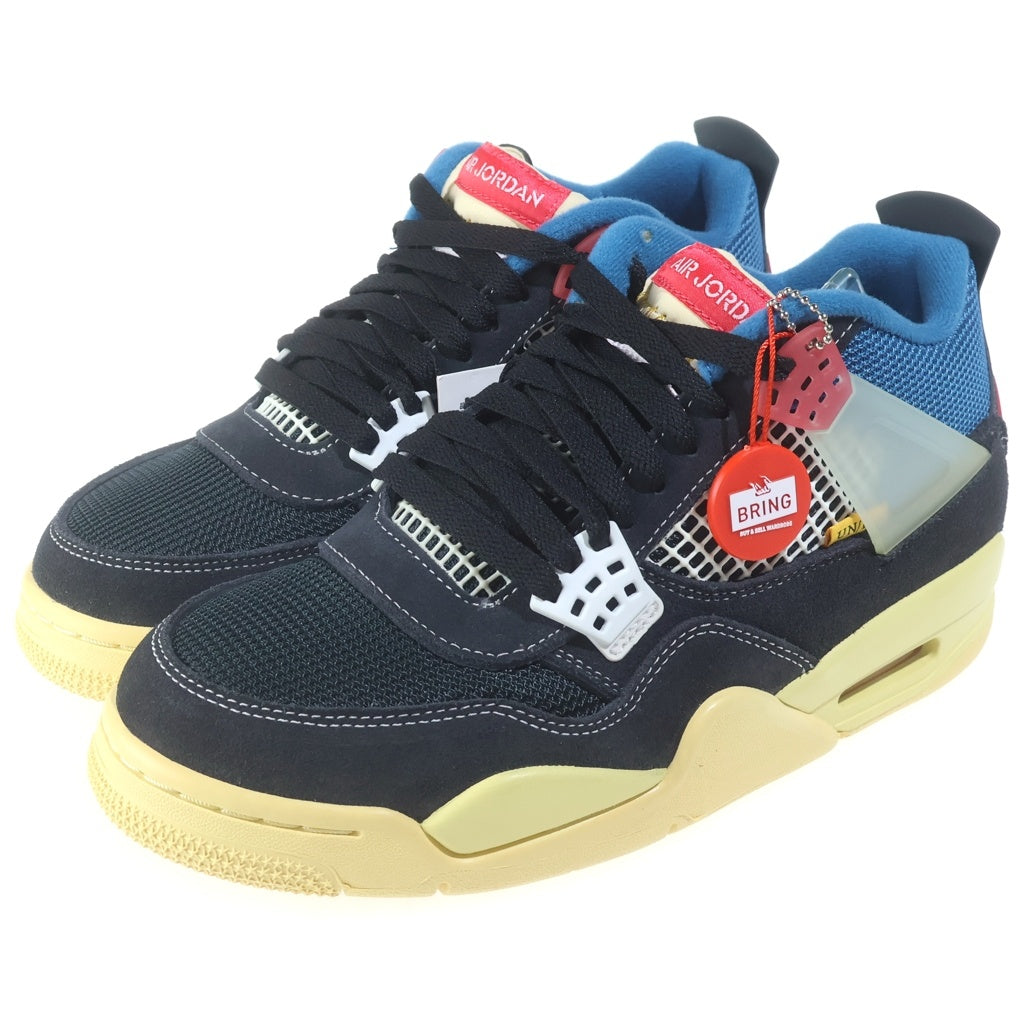 NIKE(ナイキ) ×UNION AIR JORDAN 4 Off Noir ユニオン エアジョーダン4 オフノワール ミッドカットスニーカー ブラック/ブルー US7.5/25.5cm DC9533-001