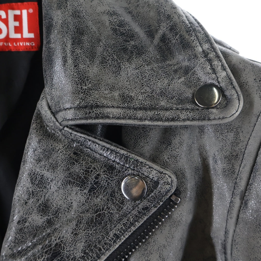 DIESEL(ディーゼル) L-EON-CJCM ダブルライダース レザージャケット グレー A22844