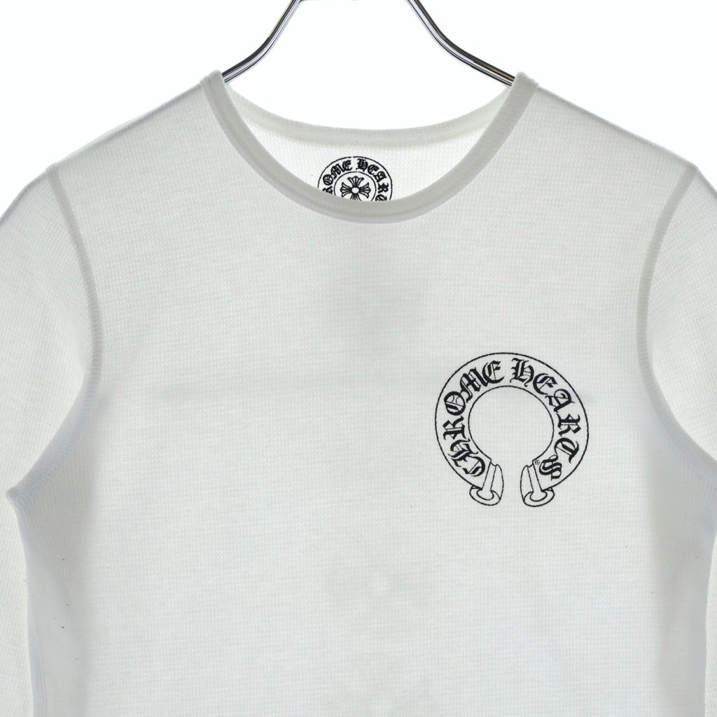 CHROME HEARTS(クロムハーツ) ホースシュープリント CHプラス サーマル長袖Tシャツ カットソー クルーネックTシャツ ホワイト