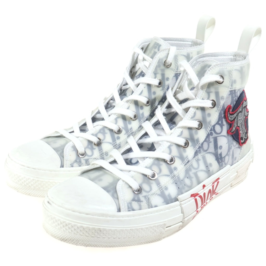 Dior HOMME(ディオールオム) 20AW ×Shawn Stussy オブリーク柄 パッチ付き ハイカットスニーカー ホワイト 21CLS