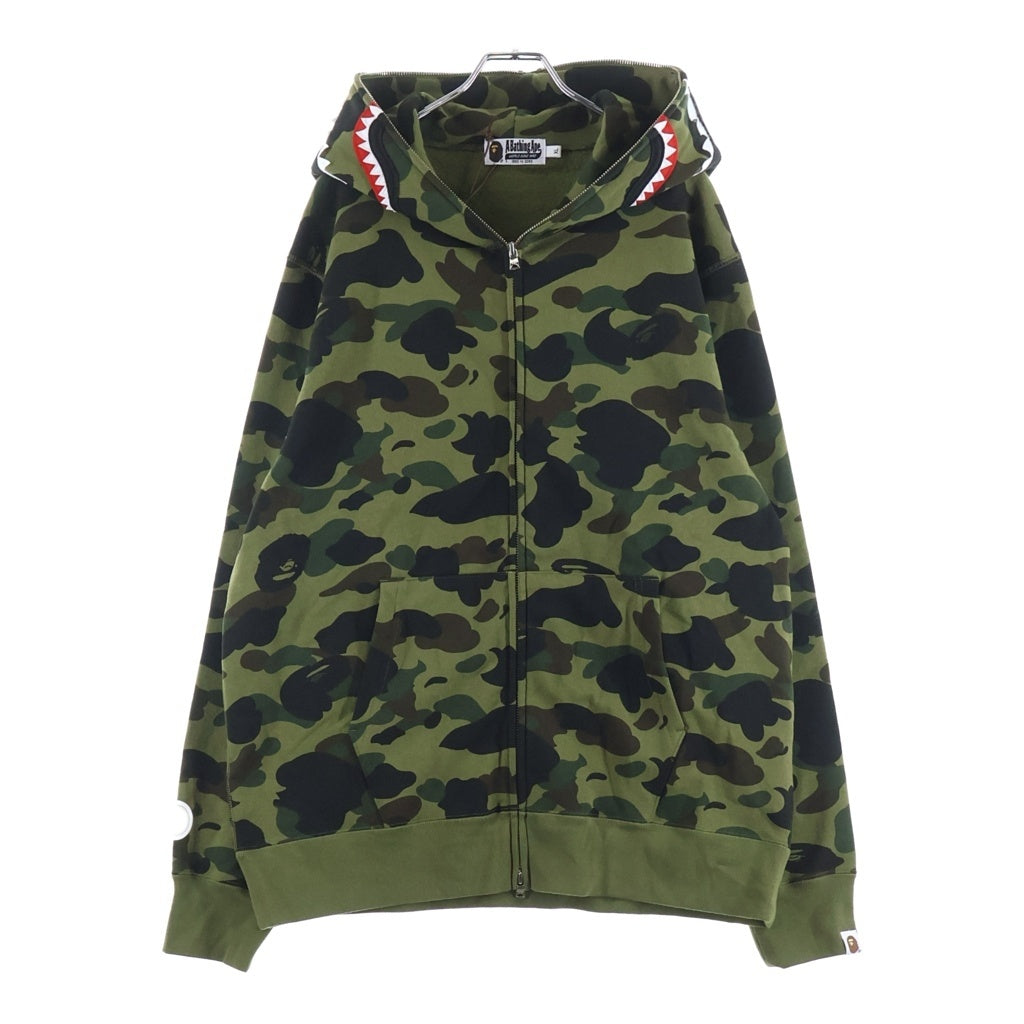 A BATHING APE(アベイシングエイプ) CAMO SHARK FULL ZIP HOODIE 1ST カモ シャーク フル ジップアップフーディー グリーン 0ZXSWM012151R