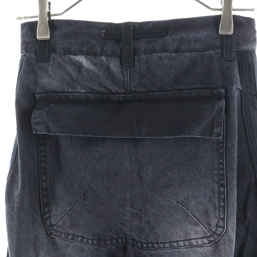 YORI SPORT(ヨリ スポーツ) 5stripe Denim ストライプデニムパンツ ダメージ加工 ブラック