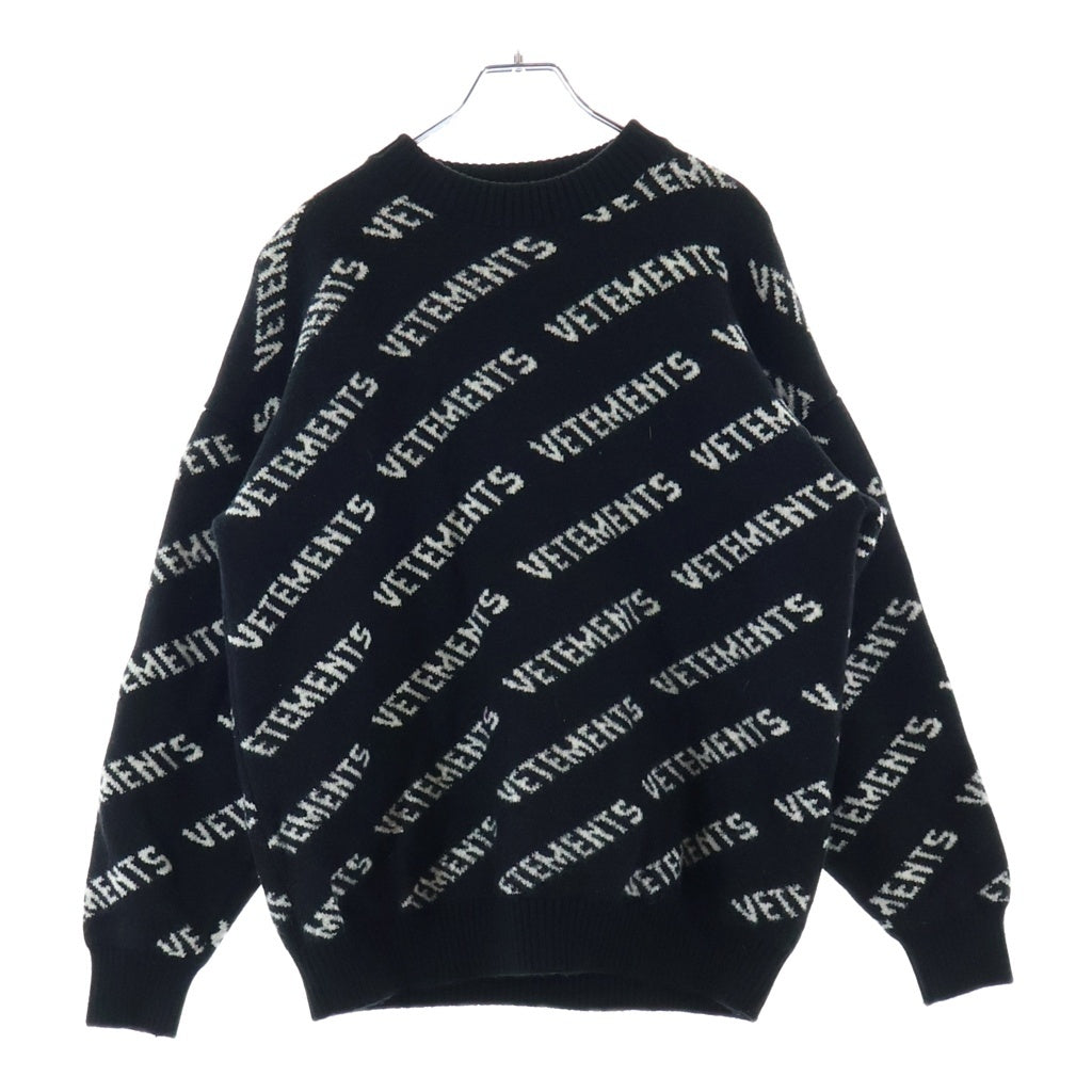 VETEMENTS(ヴェトモン) MONOGRAM KNITTED SWEATER モノグラム スウェット ロゴニット ブラック/ホワイト UA53KN300B
