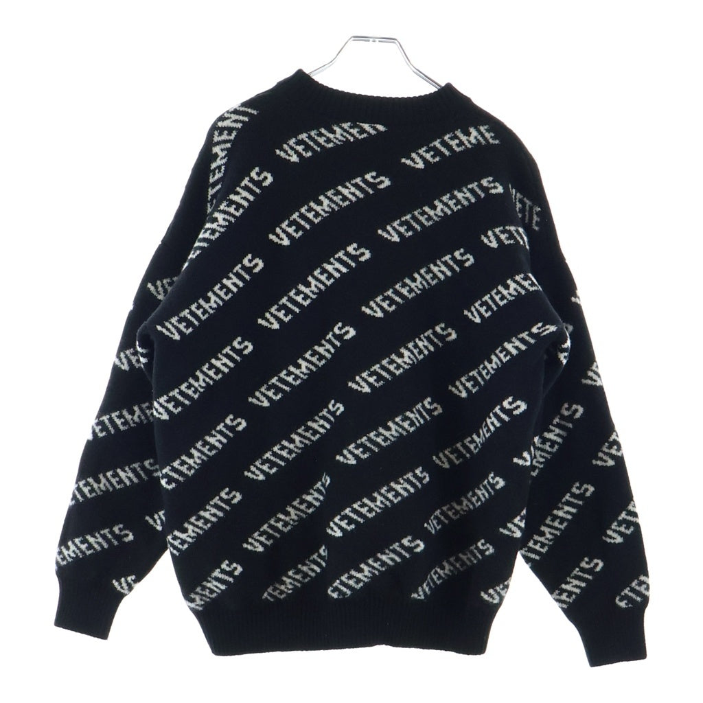 VETEMENTS(ヴェトモン) MONOGRAM KNITTED SWEATER モノグラム スウェット ロゴニット ブラック/ホワイト UA53KN300B