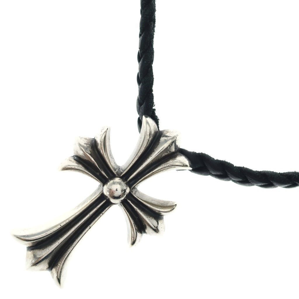 CHROME HEARTS(クロムハーツ) CH CRS SML CL スモールCHクロス クリンプト レザーブレイド ネックレス シルバー/ブラック