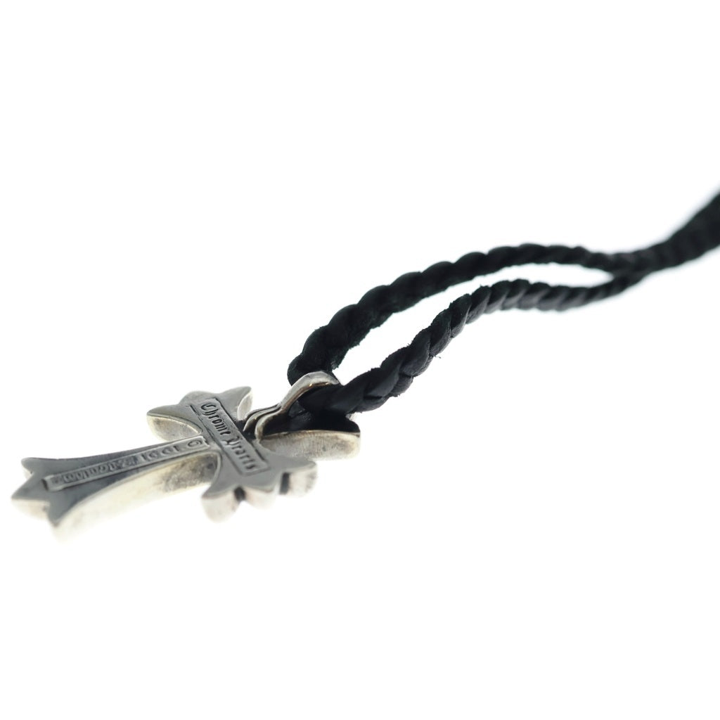 CHROME HEARTS(クロムハーツ) CH CRS SML CL スモールCHクロス クリンプト レザーブレイド ネックレス シルバー/ブラック
