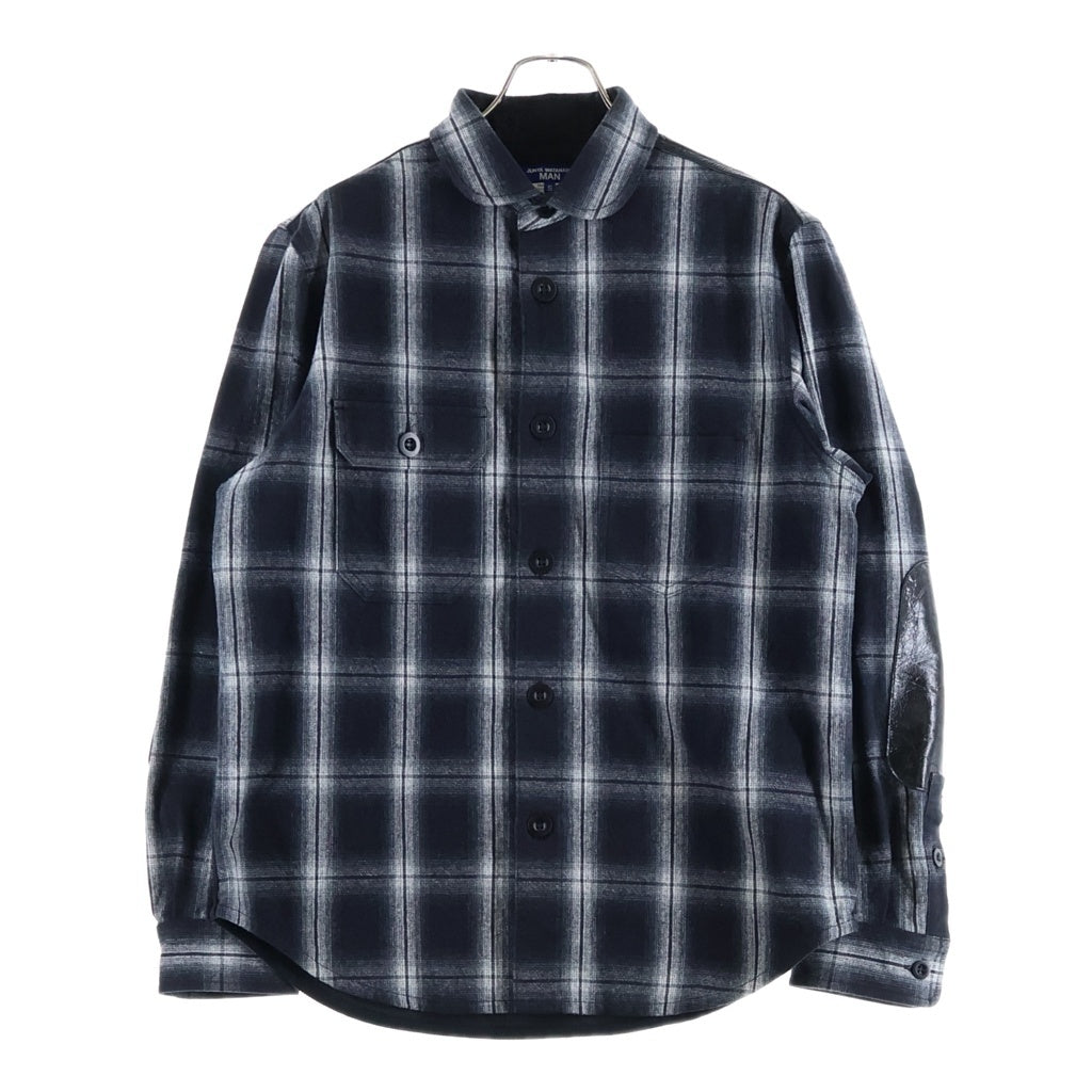 JUNYA WATANABE COMME des GARCONS(ジュンヤワタナベ コムデギャルソン) 25AW コットン フランネル チェック コーデュロイ レザー シャツ ブラック WP-B021