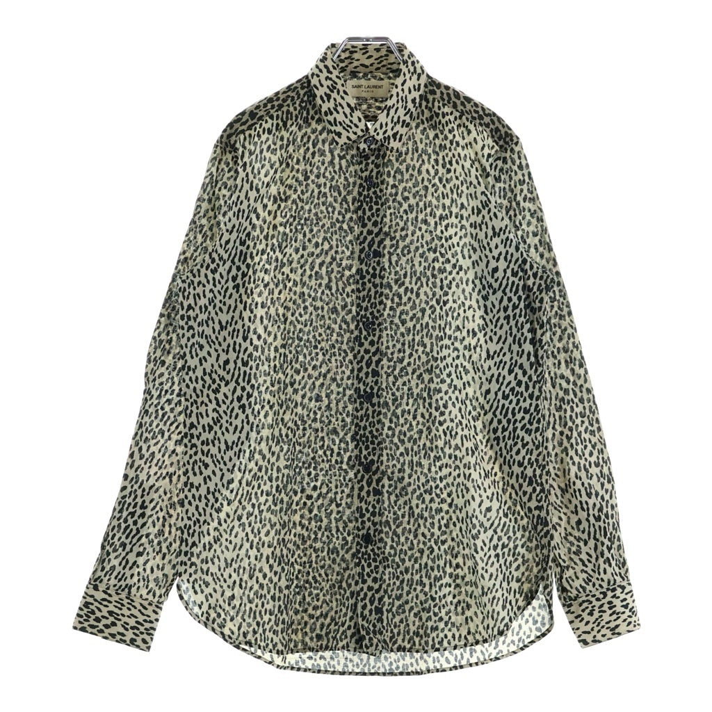 SAINT LAURENT PARIS(サンローランパリ) 14SS エディ期 Leopard Shirt ベイビーキャット レオパード ロングスリーブ 長袖 シャツ ベージュ/ブラック 323951 YM30P