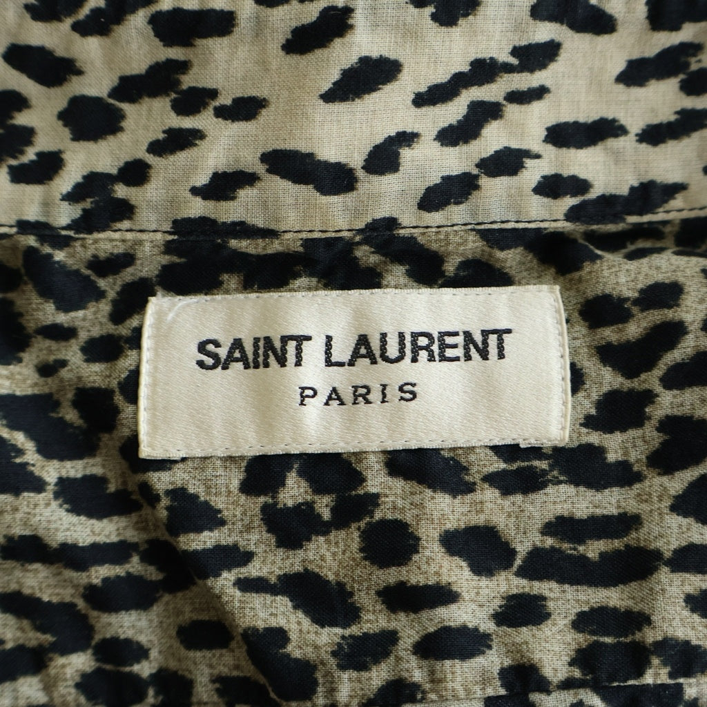 SAINT LAURENT PARIS(サンローランパリ) 14SS エディ期 Leopard Shirt ベイビーキャット レオパード ロングスリーブ 長袖 シャツ ベージュ/ブラック 323951 YM30P