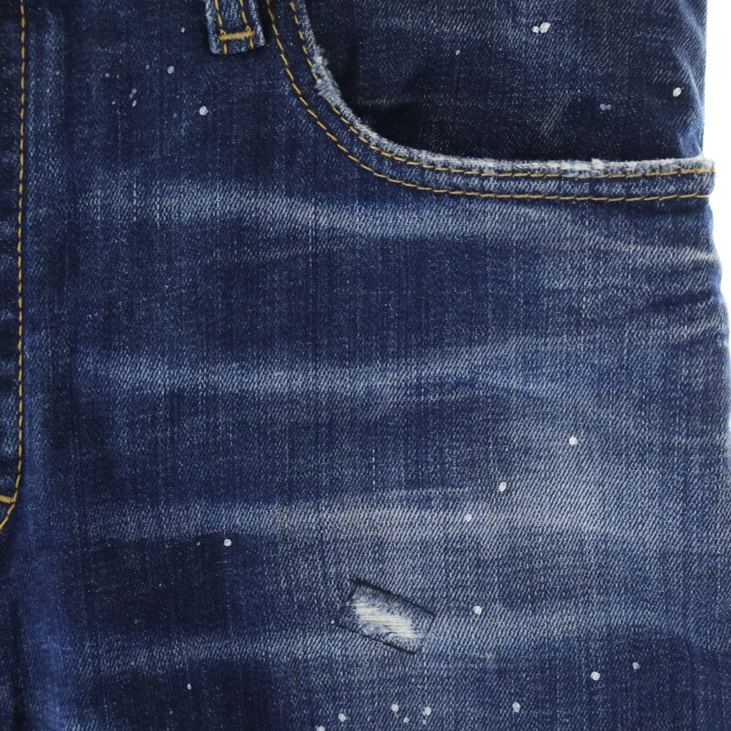 DSQUARED2(ディースクエアード) Tidy Biker Jean スキニージーンズ ペイント ダメージデニムパンツ インディゴ S71LB1369 S30342