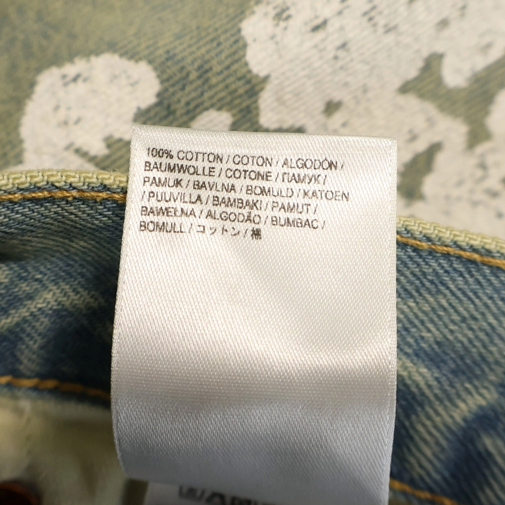 DENIM TEARS(デニムティアーズ) Baggy Cotton Wreath Denim Pant Dirty Wash リース プリント デニムパンツ インディゴ