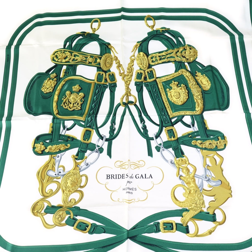 HERMES(エルメス) カレ90 BRIDES de GALA シルク スカーフ グリーン レディース