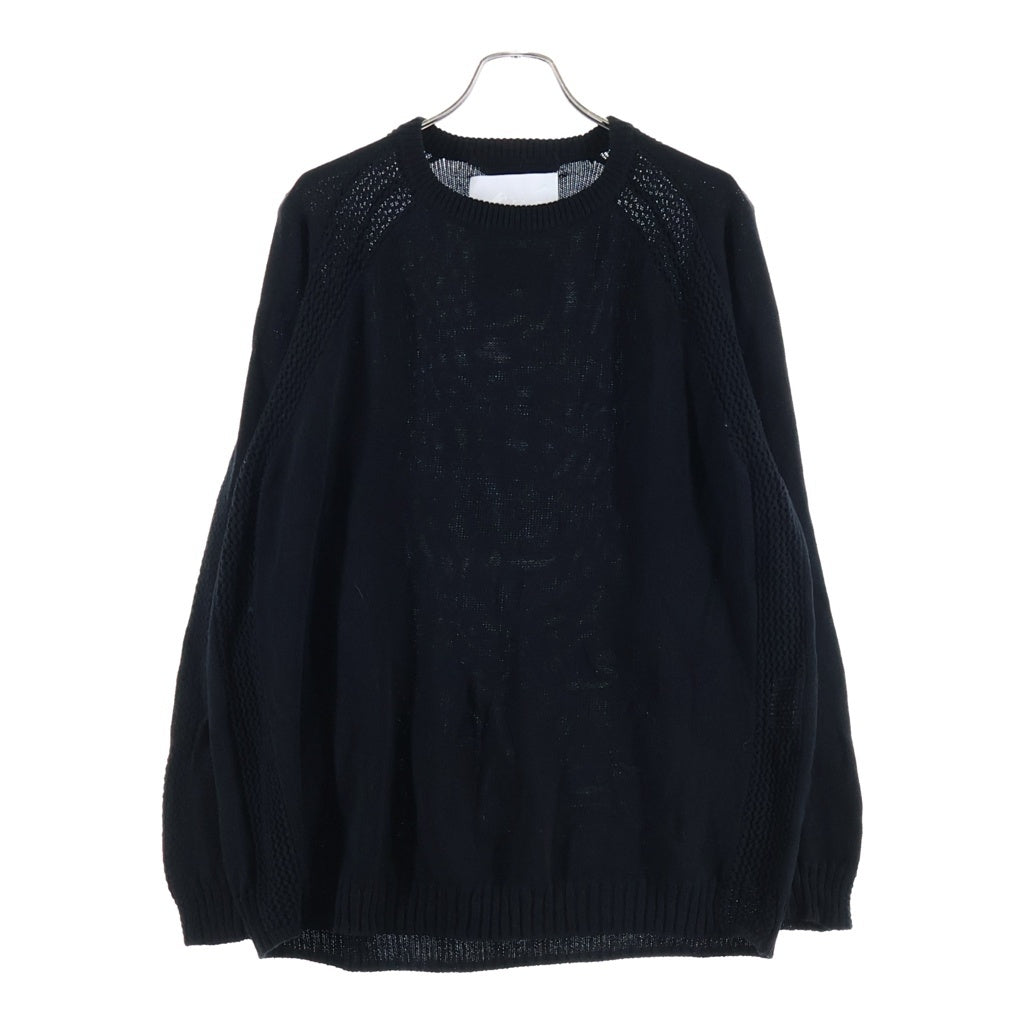 White Mountaineering(ホワイトマウンテニアリング) 25SS RAGLAN KNIT PULLOVER ラグランニットプルオーバー コットンセーター ブラック WM2571603