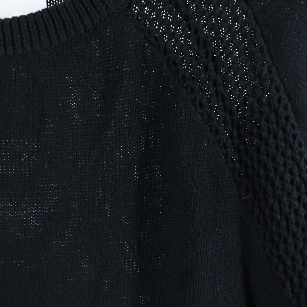 White Mountaineering(ホワイトマウンテニアリング) 25SS RAGLAN KNIT PULLOVER ラグランニットプルオーバー コットンセーター ブラック WM2571603