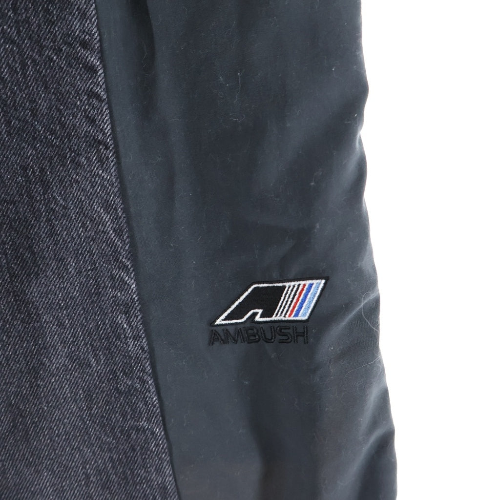 AMBUSH(アンブッシュ) 23SS デニム切り替えワイドトラックパンツ ブラック/イエロー 12114315